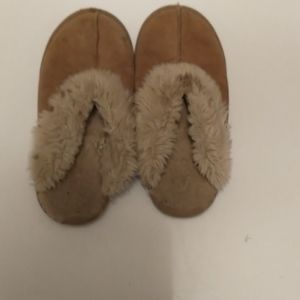 Tan furry slippers